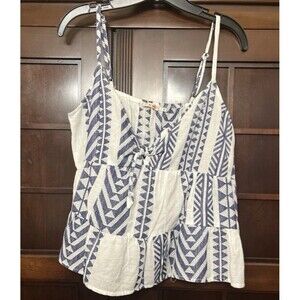 Francesca's Miami Patty Tie Front Babydoll Tank Top Women's Large